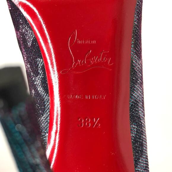 NIB Christian Louboutin Fifi 100 Leopard Print Turquoise Violet Pumps 38.5 - Picture 9 of 10